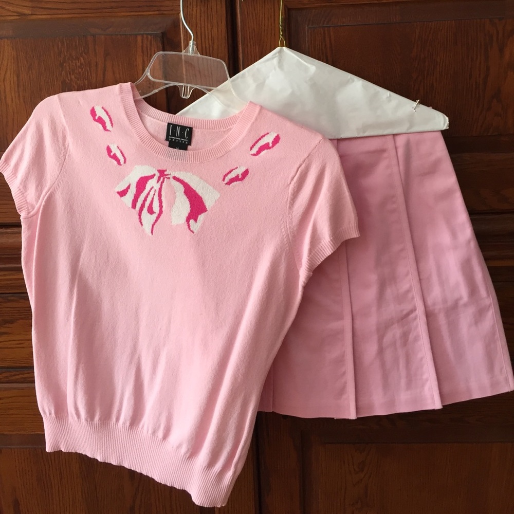 INC petite medium top and size 4P skirt.